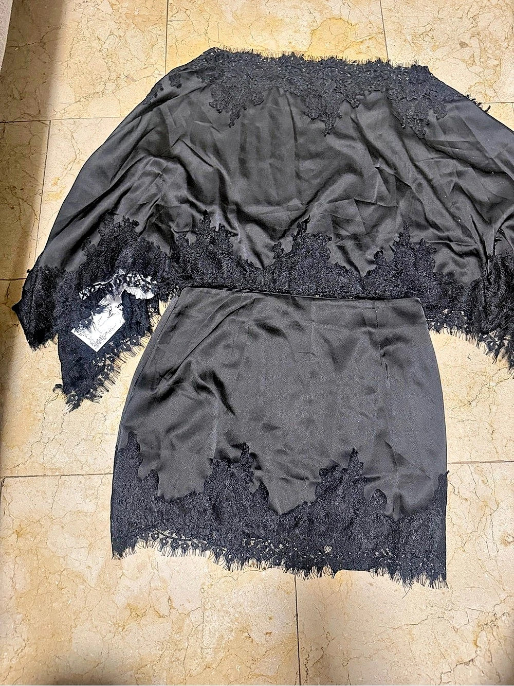 Black Lace Trim Mini Skirt